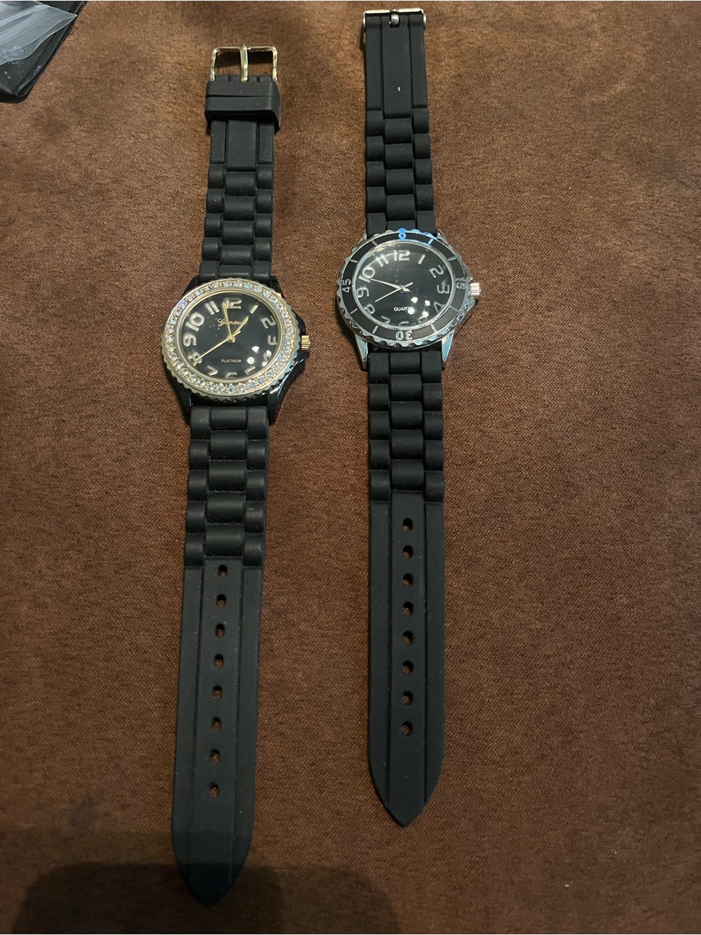 2-Black Silicone Strap Watch’s one with Crystal Bezel